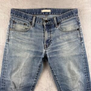 Uniqlo Jeans Mens 30x28* Blue Slim Straight Faded Denim
